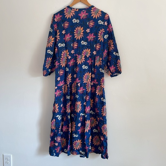 NWT Marine Layer Willow Midi Dress Blue Floral Size Large - Picture 8 of 9